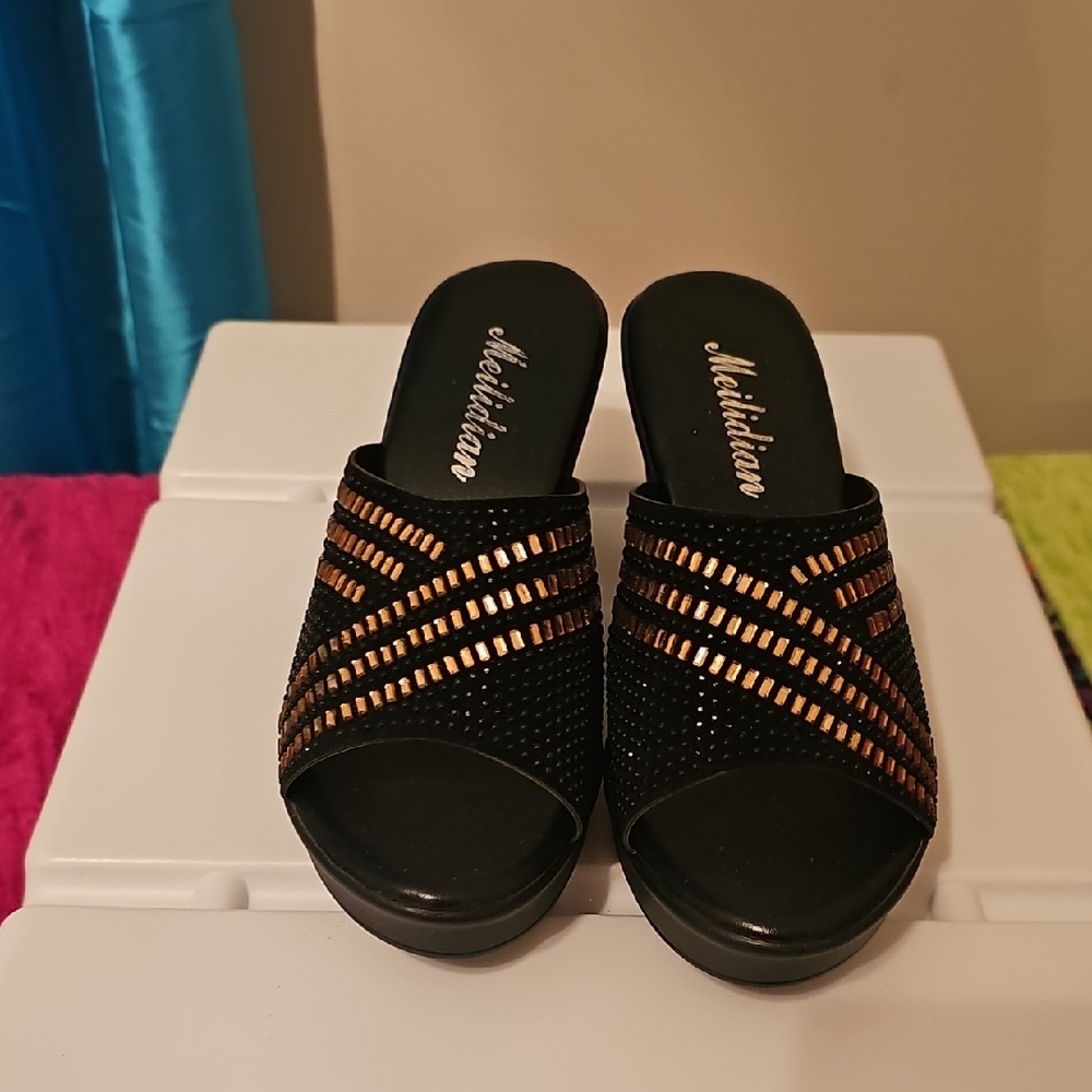 Meilidian Black and Gold Women's Shoes